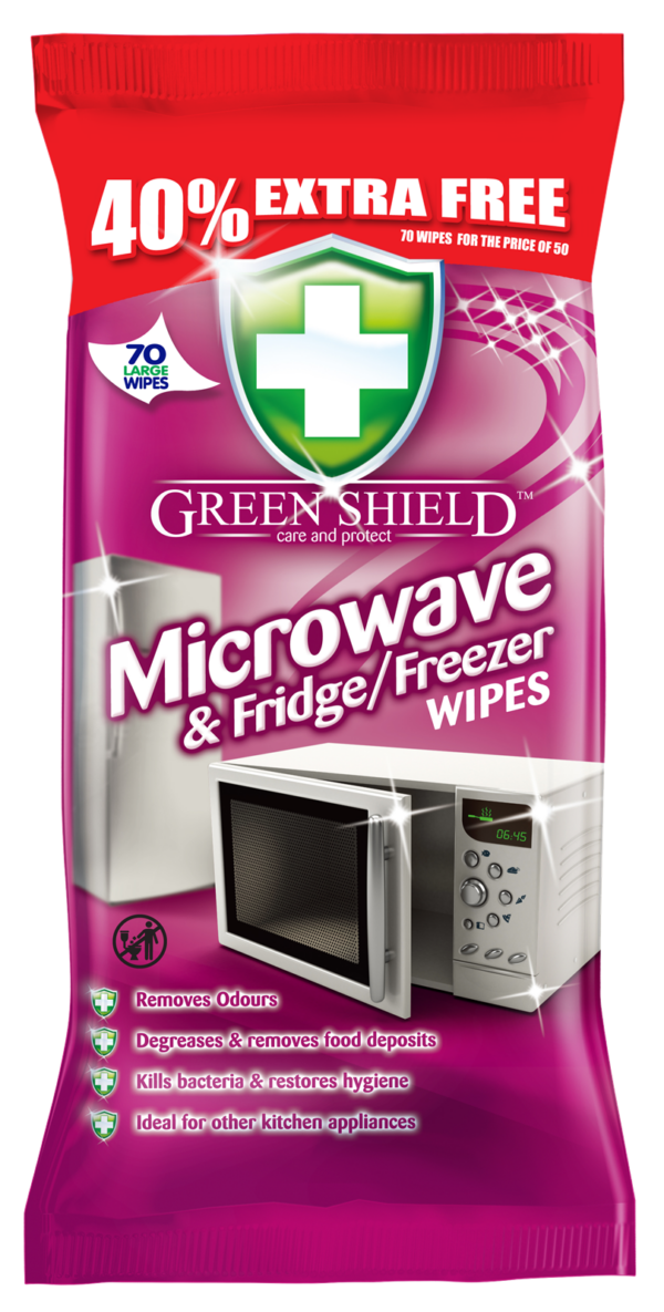 Green Shield Microwave MIkrofala i Lodówka Chusteczki Nawilżone 70 szt.